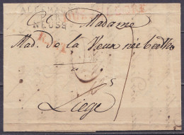 L. Datée 2 Avril 1809 De FRANCFORT (Allemagne) Pour LIEGE - Griffes "DUSSELDORF", "ALLEMAGNE /PAR/ NEUSS" & "R.1 T" - Po - 1794-1814 (Periodo Francese)