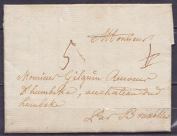L. Datée 11 Octobre 1771 De OISY (Nord France) Pour Château D'Humbeke Par BRUXELLES - Port "5" - 1714-1794 (Pays-Bas Autrichiens)