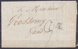 L. "Recouvrement Des Contributions Directes" Datée 1 Janvier 1810 De WYTSCHAETE Pour GAND - Griffe "91/ YPRES" - 1794-1814 (French Period)