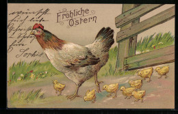 AK Fröhliche Ostern, Huhn Und Osterküken  - Easter