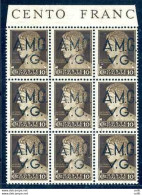 AMG.VG. - Imperiale Cent. 10 Blocco Di Nove Soprastampa Molto Debole - Nuevos