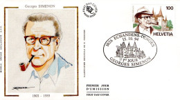 SUISSE FDC 1994 GEORGES SIMENON - Schrijvers