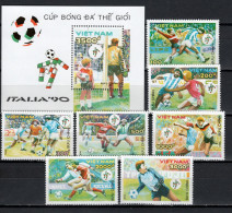 Vietnam 1990 Football Soccer World Cup Set Of 7 + S/s MNH - 1990 – Italy