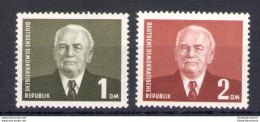 1952-53 DDR, Presidente Pieck - Filigrana P, 2 Valori, Yvert N. 72-72A, MNH** - Other & Unclassified