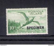 1960-62 ANorfolk Island, Stanley Gibbons N. 36s Soprastampa Specimen, MNH** - Andere & Zonder Classificatie