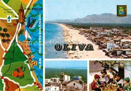 72799323 Oliva Valencia Panorama Strand Paella Kinder Landkarte Kueste Oliva Val - Andere & Zonder Classificatie