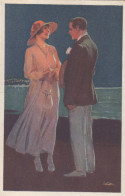 Illustratori  -   Metlicovitz  -  Coppia In Riva Al Mare    -  F. Piccolo  -  Scritta  -  Molto Bella - Autres & Non Classés