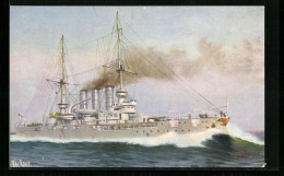 Künstler-AK Christopher Rave: SM Linienschiff Preussen, Erbaut 1903-1905  - Warships