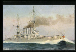 Künstler-AK Christopher Rave: SM Linienschiff Preussen, Erbaut 1903-1905  - Guerra