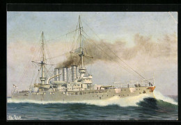 Künstler-AK Christopher Rave: SM Linienschiff Preussen, Erbaut 1903-1905  - Guerre