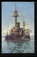 CPA Illustrateur Christopher Rave: Panzerschiff La Hoche, 1900  - Guerra