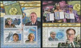 Central Africa 2011 Nobel Prize Winners 2 S/s, Mint NH, History - Nobel Prize Winners - Premio Nobel