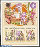 Central Africa 2002 Scouting/orchids 3v M/s, Mint NH, Nature - Sport - Flowers & Plants - Orchids - Scouting - Repubblica Centroafricana