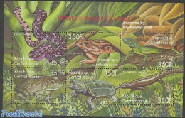 Central Africa 2001 Reptiles 6v M/s, Mint NH, Nature - Frogs & Toads - Reptiles - Snakes - Turtles - Zentralafrik. Republik