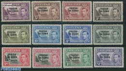 Tristan Da Cunha 1952 Definitives, Overprint On St.Helena Stamps 12v, Mint NH, Transport - Ships And Boats - Ships