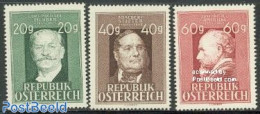 Austria 1948 Famous Persons 3v, Mint NH, Performance Art - Music - Art - Authors - Self Portraits - Neufs