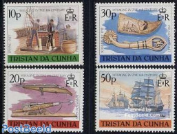 Tristan Da Cunha 1988 Whale Fishing In 19th Century 4v, Mint NH, Nature - Transport - Fishing - Sea Mammals - Ships An.. - Fische