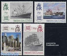 Tristan Da Cunha 1988 Lloyds 300th Anniversary 4v, Mint NH, Transport - Ships And Boats - Bateaux