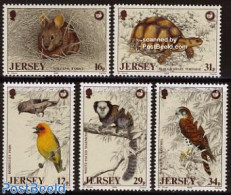 Jersey 1988 Animal Protection 5v, Mint NH, Nature - Animals (others & Mixed) - Birds - Rabbits / Hares - Reptiles - Tu.. - Jersey