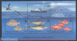 Tristan Da Cunha 2002 Fish S/s, Mint NH, Nature - Transport - Birds - Fish - Ships And Boats - Pesci