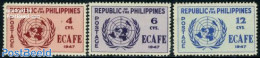 Philippines 1947 ECAFE 3v, Mint NH, History - United Nations - Philippines