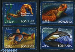 Romania 2007 Black Sea Fauna 4v, Mint NH, Nature - Animals (others & Mixed) - Fish - Reptiles - Sea Mammals - Turtles - Nuovi