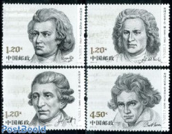 China People’s Republic 2010 Composers 4v, Mint NH, Performance Art - Amadeus Mozart - Music - Staves - Unused Stamps