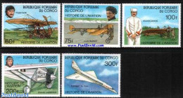 Congo Republic 1977 Aviation History 5v, Mint NH, Transport - Concorde - Aircraft & Aviation - Concorde