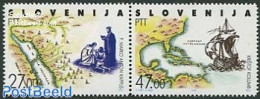 Slovenia 1992 M.A. Kappus 2v, Mint NH, History - Transport - Various - Explorers - Ships And Boats - Maps - Explorateurs