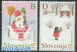 Slovenia 2002 Christmas 2v, Mint NH, Religion - Christmas - Noël