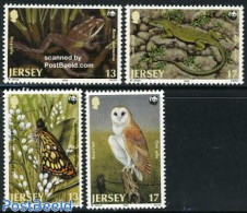 Jersey 1989 WWF, Animals 4v, Mint NH, Nature - Birds - Frogs & Toads - Owls - Reptiles - World Wildlife Fund (WWF) - Jersey