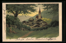 Künstler-AK Alfred Mailick: Dorfidylle Mit Kirche  - Mailick, Alfred