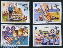 Jersey 2007 Scouting Centenary 4v, Mint NH, History - Sport - Transport - Europa (cept) - Flags - Mountains & Mountain.. - Arrampicata