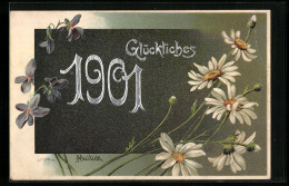 Künstler-AK Alfred Mailick: Glückliches 1901, Jahreszahl Und Blüten  - Mailick, Alfred
