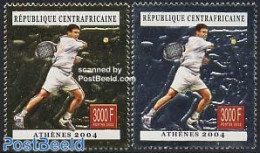 Central Africa 2004 Olympic Games, Tennis 2v, Silver/gold, Mint NH, Sport - Tennis - Tenis