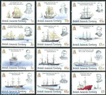 British Antarctica 2008 Definitives, Ships 12v, Mint NH, Nature - Transport - Dogs - Penguins - Sea Mammals - Aircraft.. - Avions