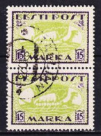 1920. Estonia. Viking Ship. 15 M. Used. Mi. Nr. 23A (pair) - Estland