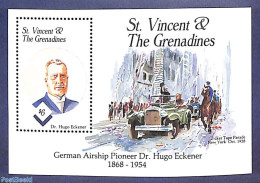 Saint Vincent 1993 Aviation History, Hugo Eckener S/s, Mint NH, Transport - Automobiles - Zeppelins - Auto's