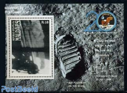 Maldives 1989 Moonlanding Anniversary S/s, Mint NH, Transport - Space Exploration - Maldivas (1965-...)