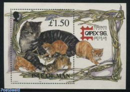 Isle Of Man 1996 Capex S/s, Mint NH, Nature - Cats - Philately - Man (Ile De)