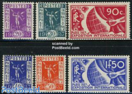 France 1936 Paris World Exposition 6v, Unused (hinged), Various - World Expositions - Nuovi