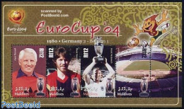 Maldives 2005 EC Football 4v M/s, Jupp Derwall, Mint NH, Sport - Football - Maldive (1965-...)