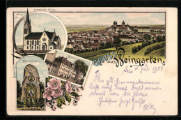 Lithographie Weingarten, Kaserne, Evangelische Kirche, Kaiserstein  - Autres & Non Classés