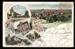 Lithographie Neuenstadt / Kocher, Gasthaus Zum Rössle, Ruine Der Heimbundkirche  - Autres & Non Classés