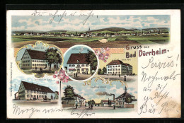 Lithographie Bad Dürrheim, Gasthäuser Zur Sonne Und Zum Kreuz, Verwaltungs-Gebäude  - Bad Duerrheim
