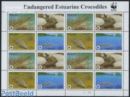 Palau 1994 WWF Crocodile 4x4v M/s, Mint NH, Nature - Crocodiles - Reptiles - World Wildlife Fund (WWF) - Otros & Sin Clasificación