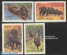Sierra Leone 1983 WWF, Chimpansees 4v, Mint NH, Nature - Animals (others & Mixed) - Monkeys - World Wildlife Fund (WWF) - Sonstige & Ohne Zuordnung