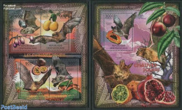 Central Africa 2012 Bats 2 S/s, Mint NH, Nature - Animals (others & Mixed) - Bats - Fruit - Obst & Früchte