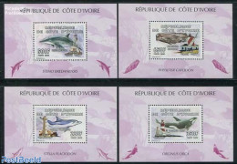 Ivory Coast 2005 Lighthouses, Sea Mnammals 4 S/s, Mint NH, Nature - Various - Sea Mammals - Lighthouses & Safety At Sea - Unused Stamps