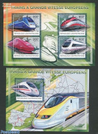 Central Africa 2012 European High Speed Trains 2 S/s, Mint NH, Transport - Railways - Trains